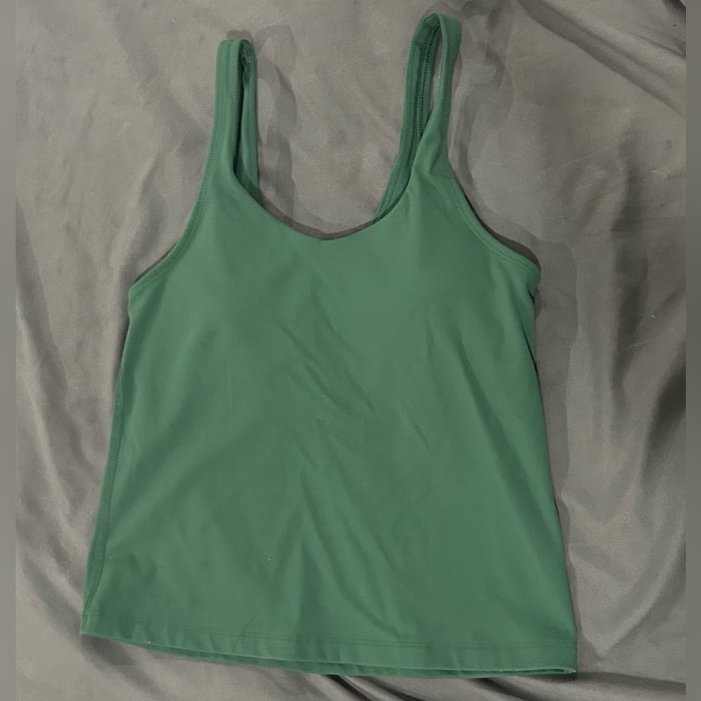 Pink Lily Built In Bra Workout Tank Cropped Size Large Dark Green